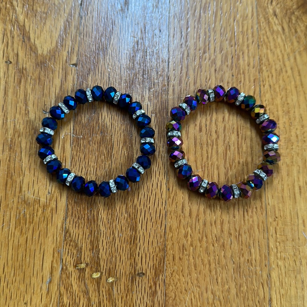 Iridescent Beaded Stretch Bracelets